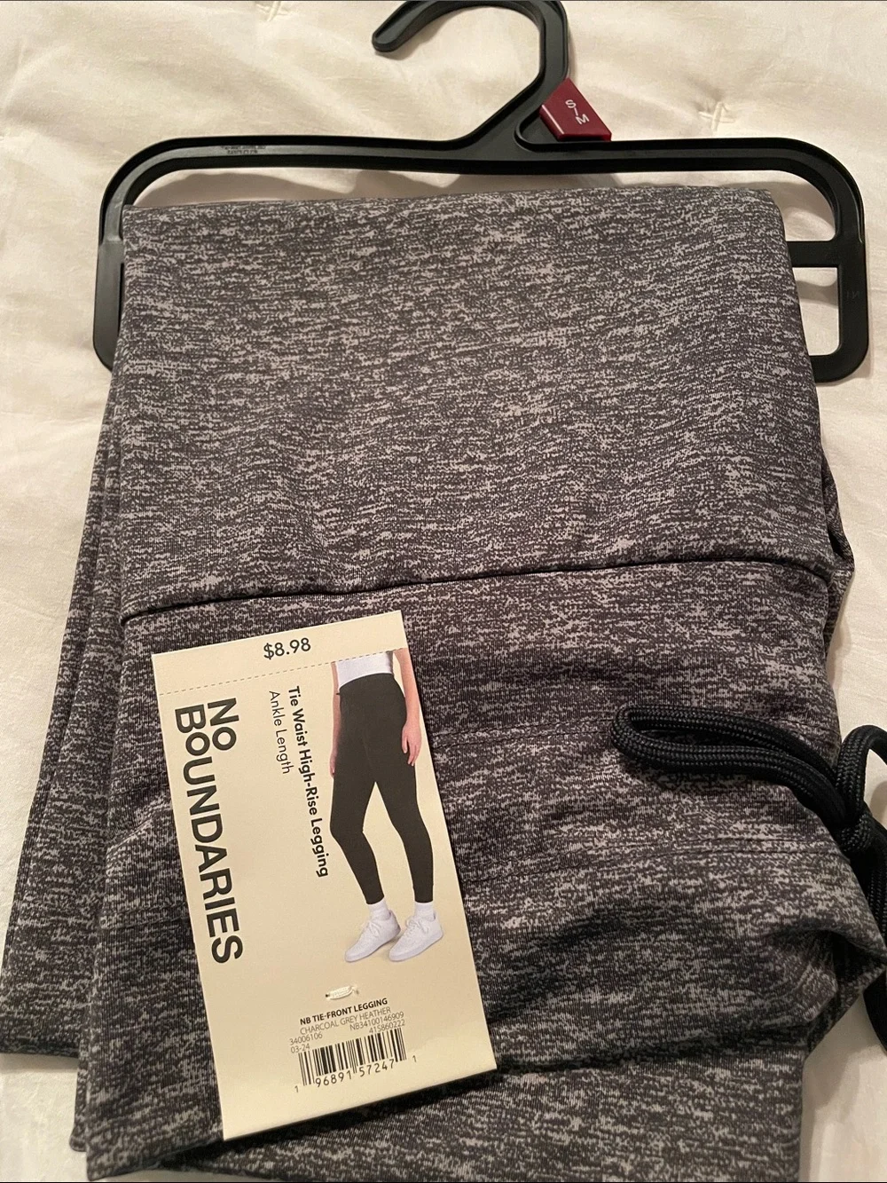 No Boundaries Gray Marled Tie-Waist High-Rise Leggings
